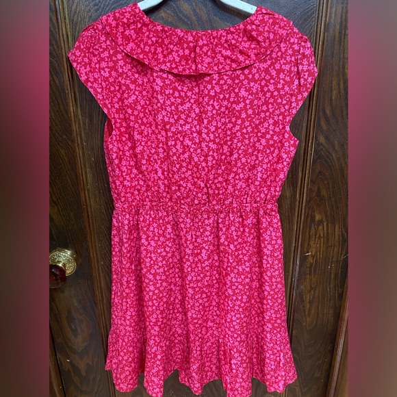 🆕J. Crew-Red & Pink V-Neck Floral Ruffled Faux Wrap Dress NWT, Size 6, lined - Picture 7 of 10